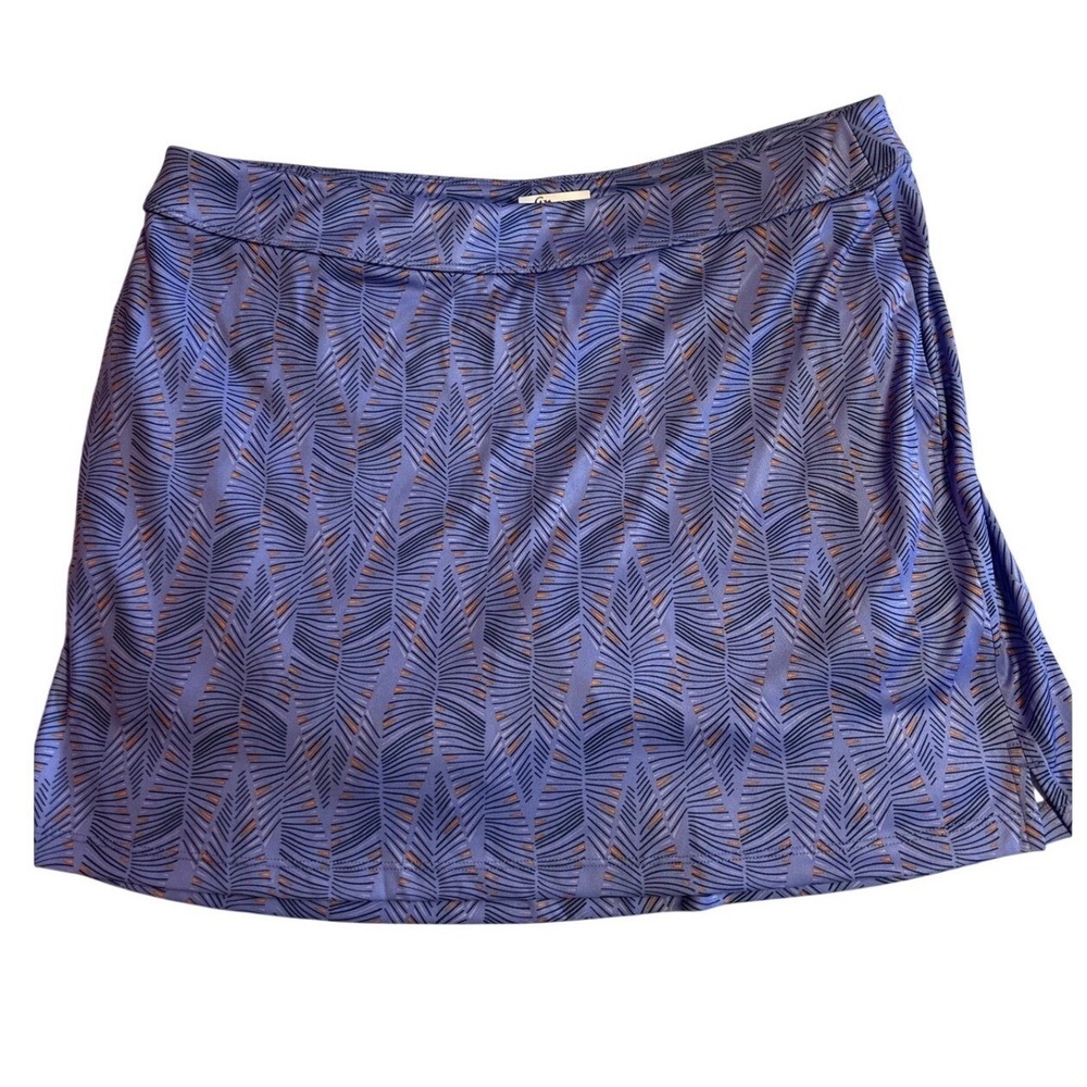 Greg Norman Women Purple Palm‎ Leaf Print Golf Tennis Skort Athletic Skirt Large